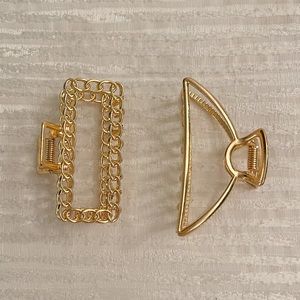 2 Gold Claw Clips